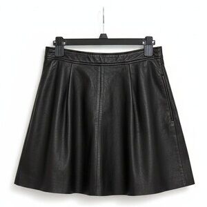 High-Waisted Vegan Leather A-Line Skirt